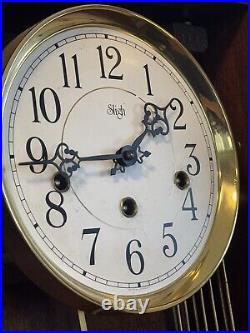 Sligh Quarter Hour Triple Chime Wall Clock Registered In 1989. Restored