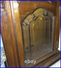 Sligh wall clock Vtg mahogany veneer case beveled glass Westminster chimes USA