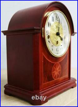 Small Vintage German 8 Day Franz Hermle Mahogany Westminster Chime Mantel Clock