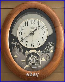 Small World Oval Wood Frame Wall Clock Analog Quartz Westminster Chime