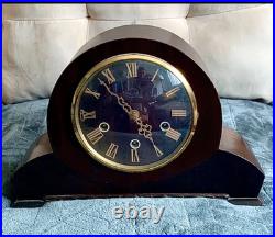 Smiths Enfield Vintage Mahogany Mantel Clock Westminster Chime Working with Key