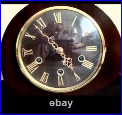 Smiths Enfield Vintage Mahogany Mantel Clock Westminster Chime Working with Key Smiths Enfield Vintage Mahogany Mantel Clock Westminster Chime Working with Key