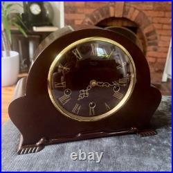 Smiths Enfield Westminster Mantel Clock 1951 8 Day 5 Rod Chime Serviced Mahogany