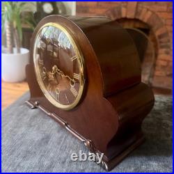 Smiths Enfield Westminster Mantel Clock 1951 8 Day 5 Rod Chime Serviced Mahogany