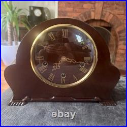 Smiths Enfield Westminster Mantel Clock 1951 8 Day 5 Rod Chime Serviced Mahogany