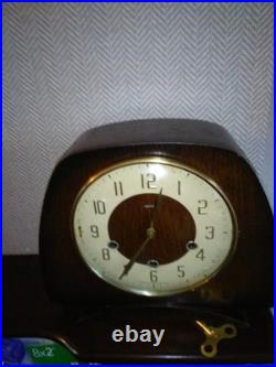 Smiths Westminster Chime 8 Day Mantle Clock Working Key & Instructions V G C