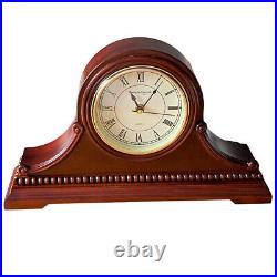 Solid Wooden Shelf Decorative Chiming Mantle Clock, 9 x 16 x 3 Maroon Roman