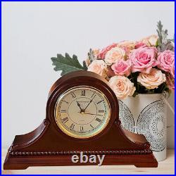 Solid Wooden Shelf Decorative Chiming Mantle Clock, 9 x 16 x 3 Maroon Roman