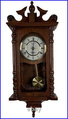 Strausburg Manor Mahogany Quartz Triple Chime Pendulum Wall Clock New In Box