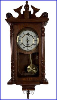Strausburg Manor Oak Quartz Westminster Chime And Strike Wall Clock New In Box