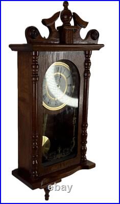 Strausburg Manor Oak Quartz Westminster Chime And Strike Wall Clock New In Box