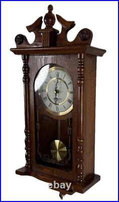 Strausburg Manor Oak Quartz Westminster Chime And Strike Wall Clock New In Box