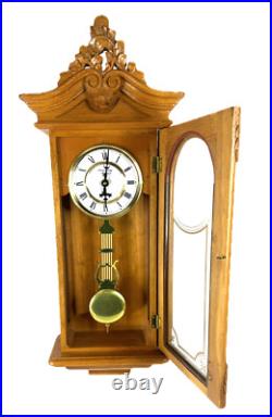 Strausburg Manor Oak Quartz Westminster Triple Chime Pendulum Wall Clock
