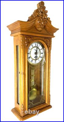 Strausburg Manor Oak Quartz Westminster Triple Chime Pendulum Wall Clock