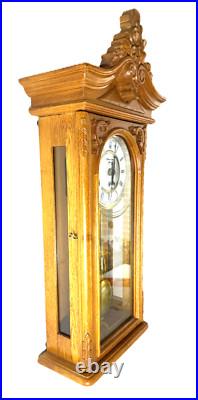 Strausburg Manor Oak Quartz Westminster Triple Chime Pendulum Wall Clock