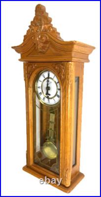 Strausburg Manor Oak Quartz Westminster Triple Chime Pendulum Wall Clock