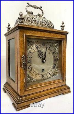 Stunning Burr Walnut Caddy Topped Bracket Clock Westminster Chime Garrards