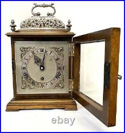 Stunning Burr Walnut Caddy Topped Bracket Clock Westminster Chime Garrards