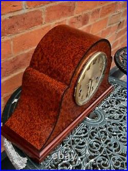 Superb Antique Oversize Burr Walnut Mantel Clock Westminster Chimes Free Postage