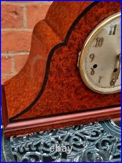 Superb Antique Oversize Burr Walnut Mantel Clock Westminster Chimes Free Postage