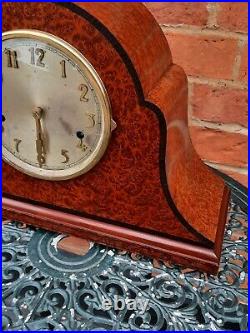 Superb Antique Oversize Burr Walnut Mantel Clock Westminster Chimes Free Postage