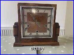 Superb Enfield Art Deco Square Faced Westminster Chime Mantel Clock Rare