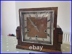 Superb Enfield Art Deco Square Faced Westminster Chime Mantel Clock Rare