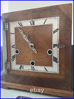 Superb Enfield Art Deco Square Faced Westminster Chime Mantel Clock Rare