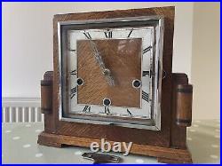 Superb Enfield Art Deco Square Faced Westminster Chime Mantel Clock Rare