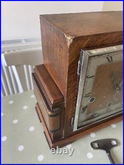 Superb Enfield Art Deco Square Faced Westminster Chime Mantel Clock Rare