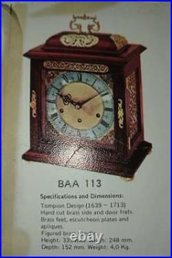 Superb Marton & Gain Westminster Chimes Mantel Clock Spanish Walnut Handmade 14