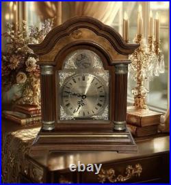 Tempus Fugit Wood Quartz Mantel Clock Westminster Dual Chime Burl Crown TESTED