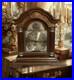 Tempus Fugit Wood Quartz Mantel Clock Westminster Dual Chime Burl Crown TESTED