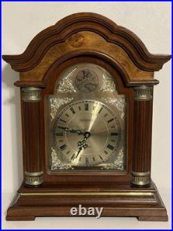 Tempus Fugit Wood Quartz Mantel Clock Westminster Dual Chime Burl Crown TESTED