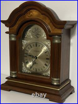 Tempus Fugit Wood Quartz Mantel Clock Westminster Dual Chime Burl Crown TESTED