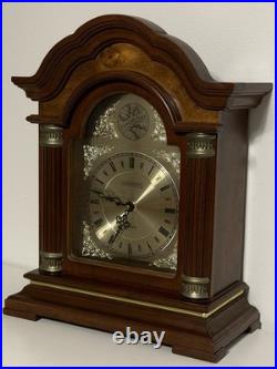 Tempus Fugit Wood Quartz Mantel Clock Westminster Dual Chime Burl Crown TESTED Tempus Fugit Wood Quartz Mantel Clock Westminster Dual Chime Burl Crown TESTED