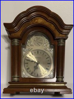 Tempus Fugit Wood Quartz Mantel Clock Westminster Dual Chime Burl Crown TESTED