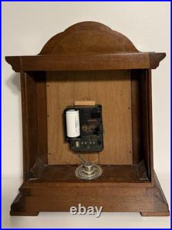 Tempus Fugit Wood Quartz Mantel Clock Westminster Dual Chime Burl Crown TESTED