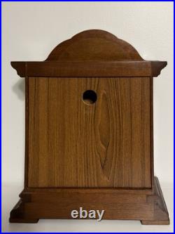 Tempus Fugit Wood Quartz Mantel Clock Westminster Dual Chime Burl Crown TESTED