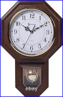 Timekeeper Faux Wood Pendulum Wall Clock, 17.5 x 11.25, Walnut vintage style