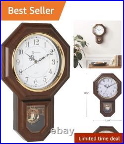 Timeless Essex Faux Wood Pendulum Wall Clock Westminster Chime, 17.5 x 11.25