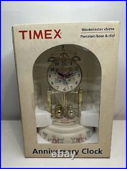 Timex Floral Anniversary Chime Clock Flowers TMX8070 New NIB