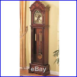 Traditional Grandfather Clock Floor Westminster Pendulum Chimes Brown Red Wood