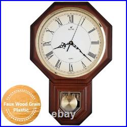Traditional Schoolhouse Pendulum Wall Clock Chimes Hourly with Westminster Me