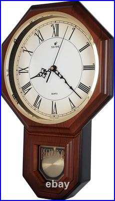 Traditional Schoolhouse Pendulum Wall Clock Chimes Hourly with Westminster Me