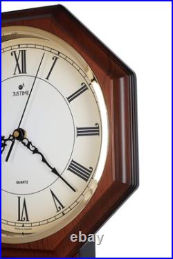 Traditional Schoolhouse Pendulum Wall Clock Chimes Hourly with Westminster Me