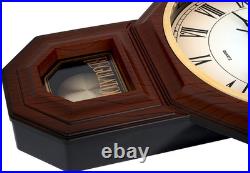 Traditional Schoolhouse Pendulum Wall Clock Chimes Hourly with Westminster Me
