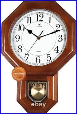 Traditional Schoolhouse Solid Wood Pendulum Wall Clock Chimes Hourly with Westmi Traditional Schoolhouse Solid Wood Pendulum Wall Clock Chimes Hourly with Westmi