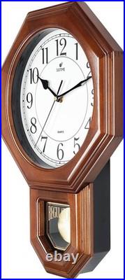 Traditional Schoolhouse Solid Wood Pendulum Wall Clock Chimes Hourly with Westmi