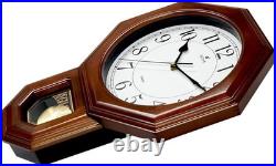 Traditional Schoolhouse Solid Wood Pendulum Wall Clock Chimes Hourly with Westmi
